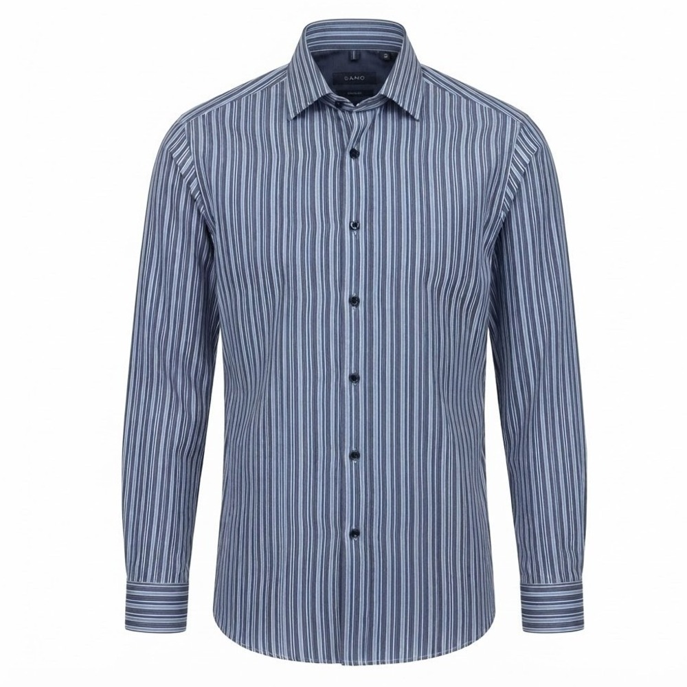 SAND Copenhagen Mens Blue Striped Cotton Button Front Shirt Size 38